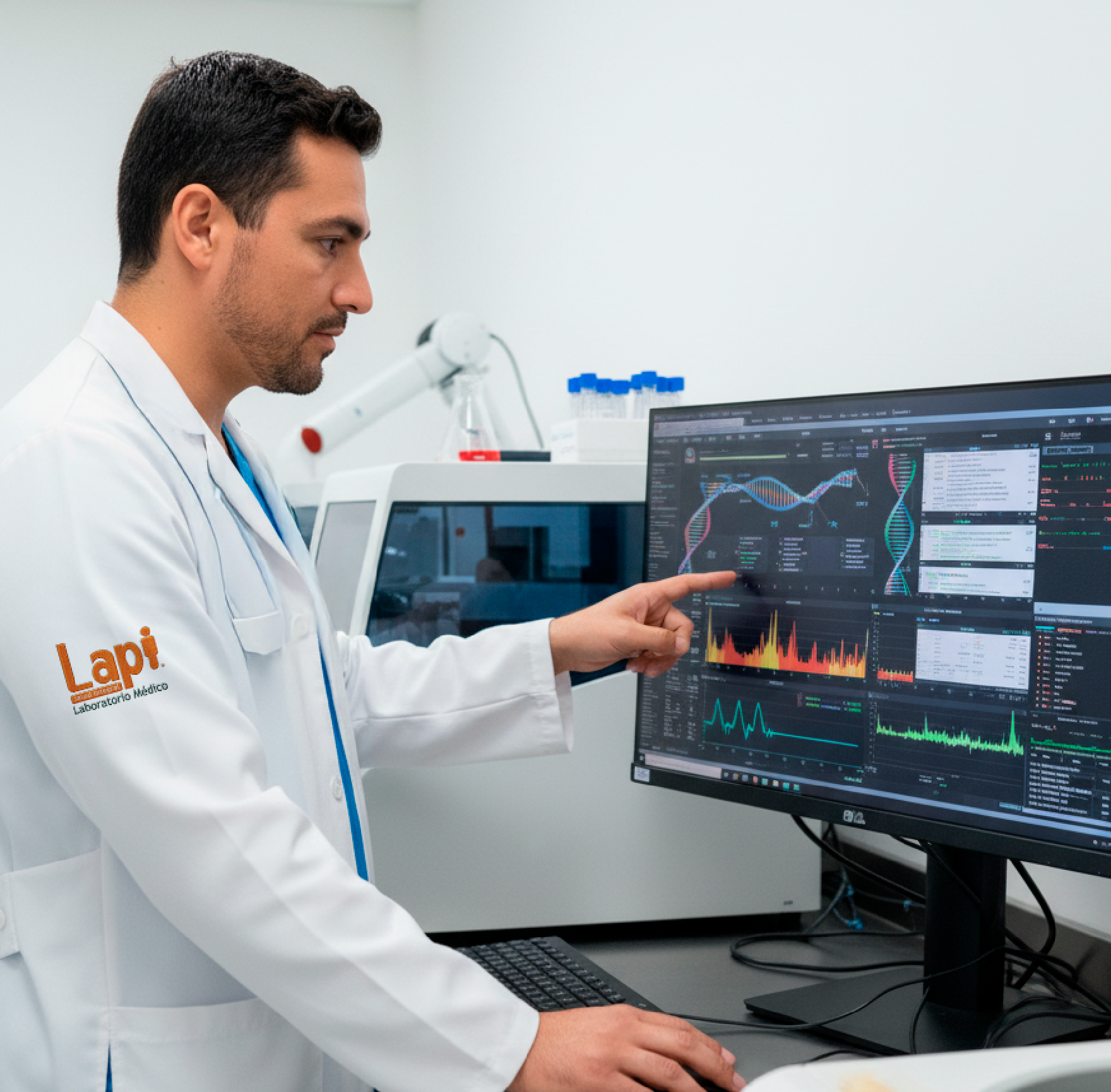 Científica en laboratorio